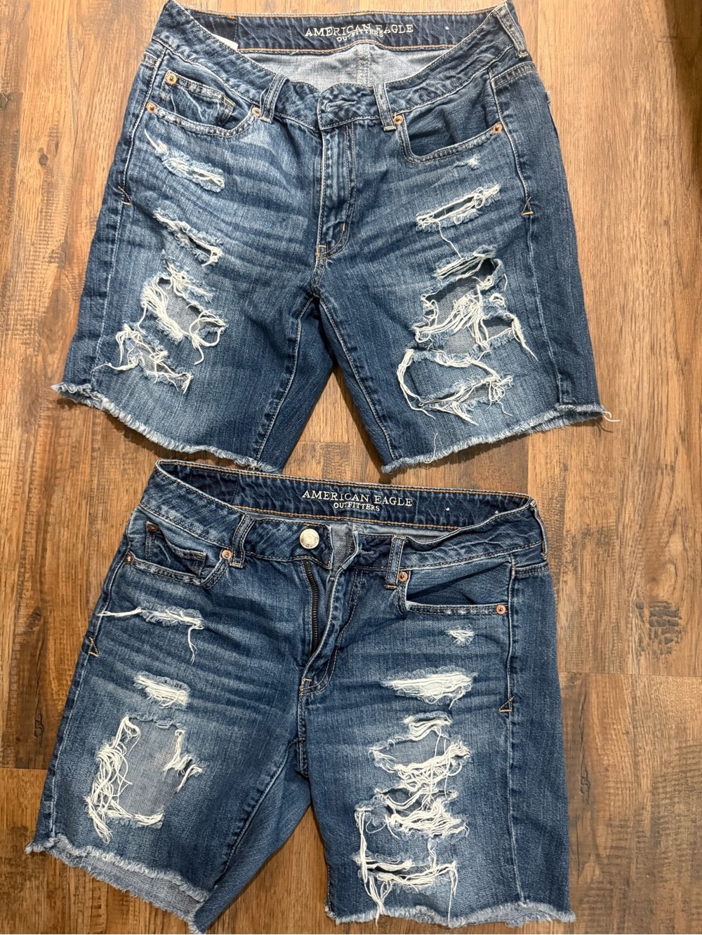 American Eagle Distressed Denim Cutoff Shorts - Blue - TWO of them.